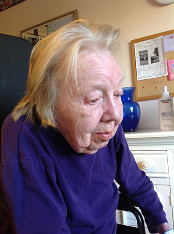 Beverly Nordberg in blue, after recovering from a cold